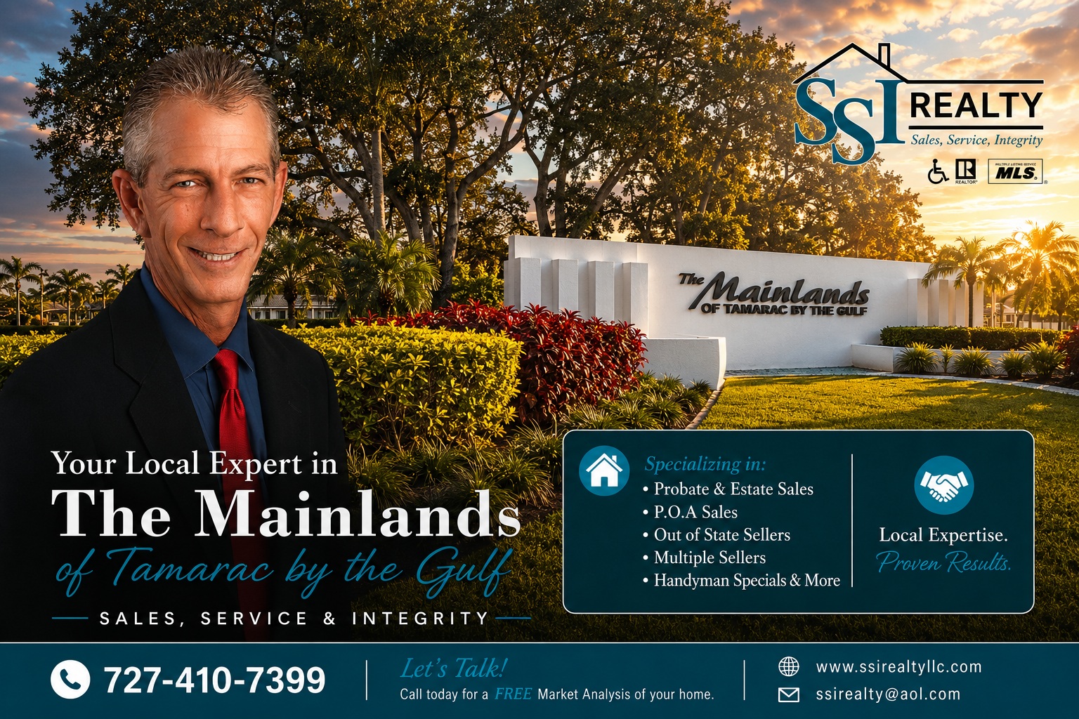 Steve Scherpf of SSI Realty, local real estate expert specializing in The Mainlands of Tamarac by the Gulf 55+ community in Pinellas Park, Florida, including home sales, probate and estate sales, POA sales, and out-of-state sellers.